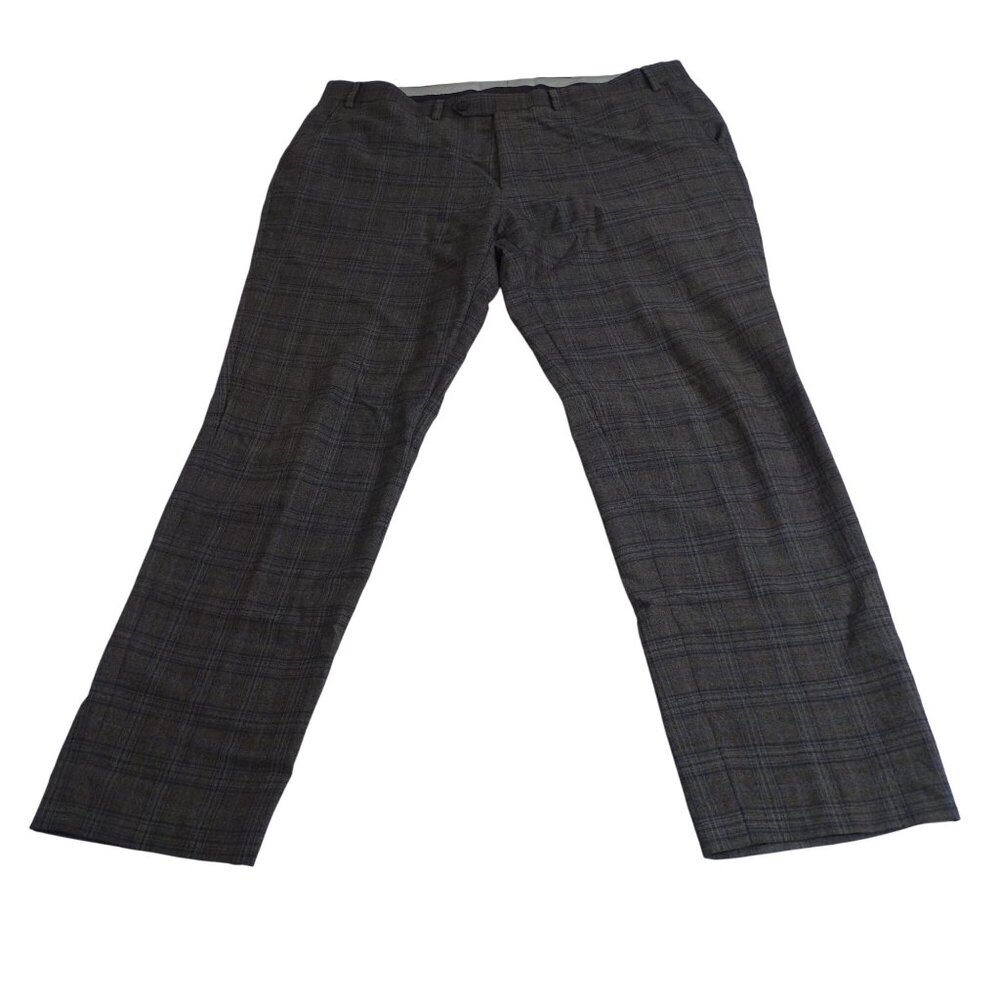 Michael Kors Mens Plaid Wool Blend Trousers Pants Size 42 x 32 Black Work